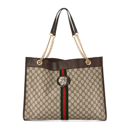 Gucci GG Supreme Monogram Large Rajah Chain Tote Beige New Acero 1 of 11