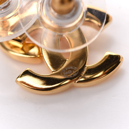 Chanel Metal CC Paris Button Stud Earrings Gold 4 of 5