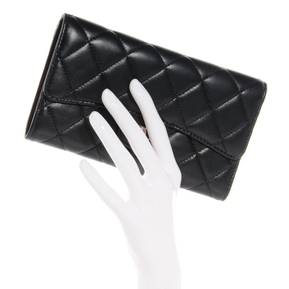 Chanel Lambskin Quilted Large Flap Wallet Black 2 of 8