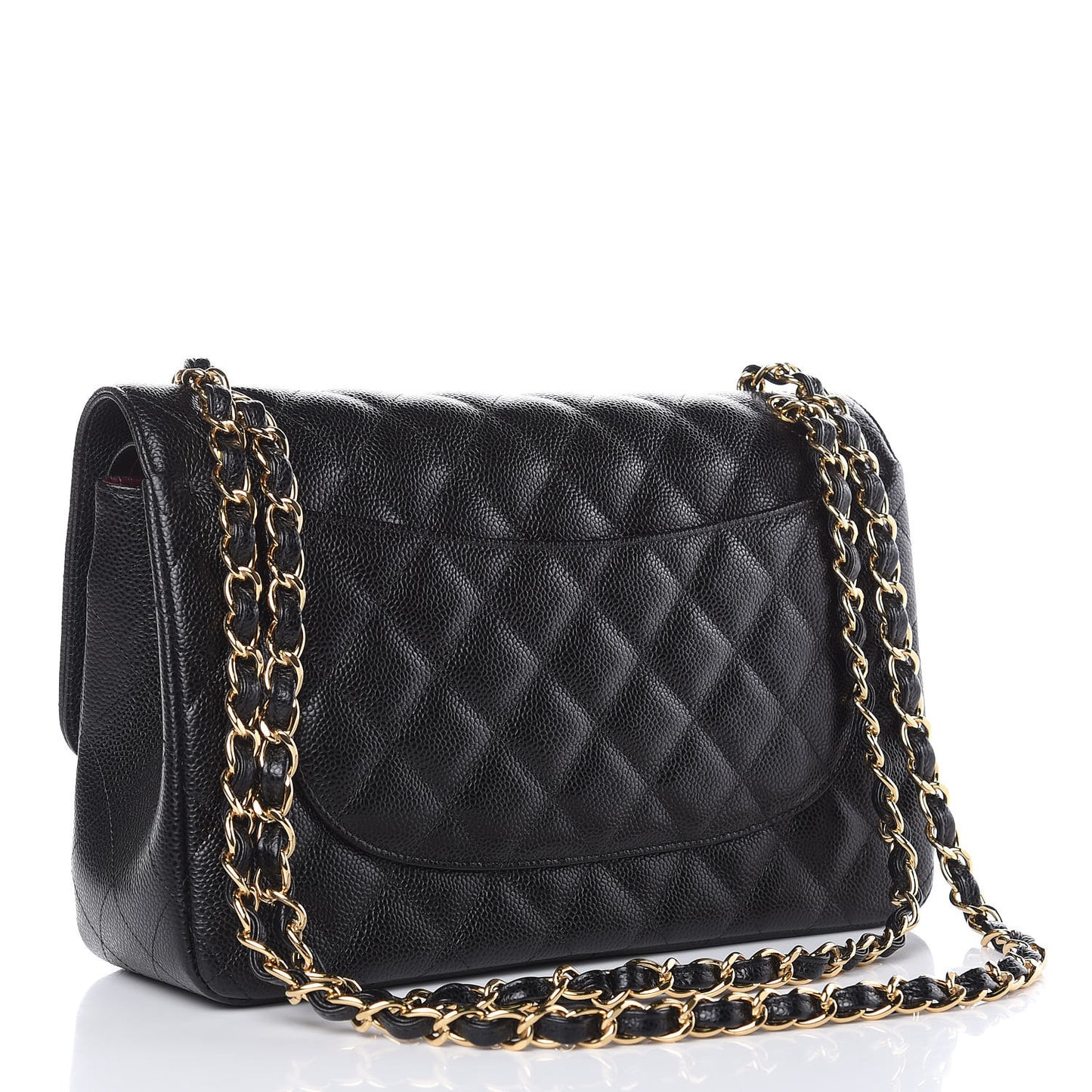 Caviar Quilted Jumbo Double Flap Black