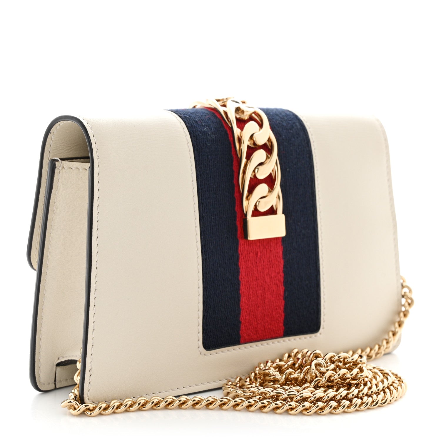 Gucci Calfskin Super Mini Sylvie Chain Shoulder Bag White 3 of 11