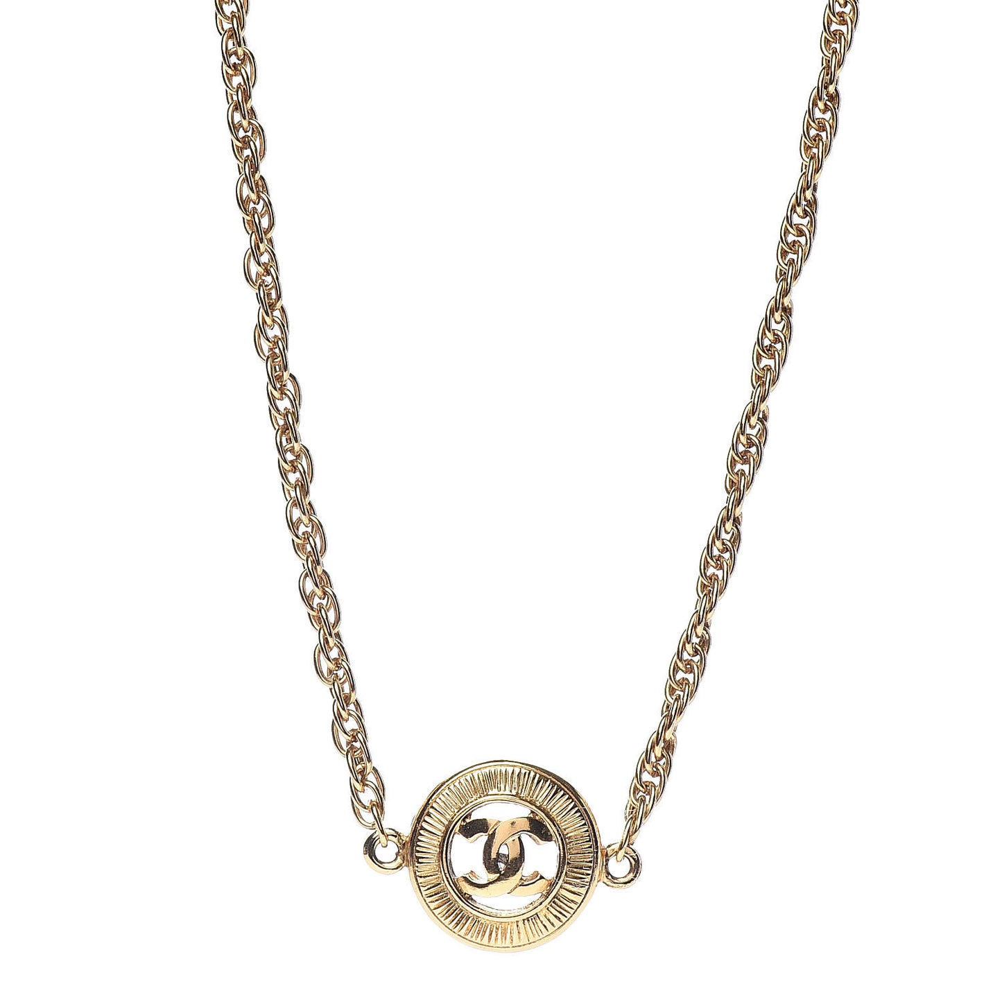 CC Medallion Choker Chain Necklace Gold