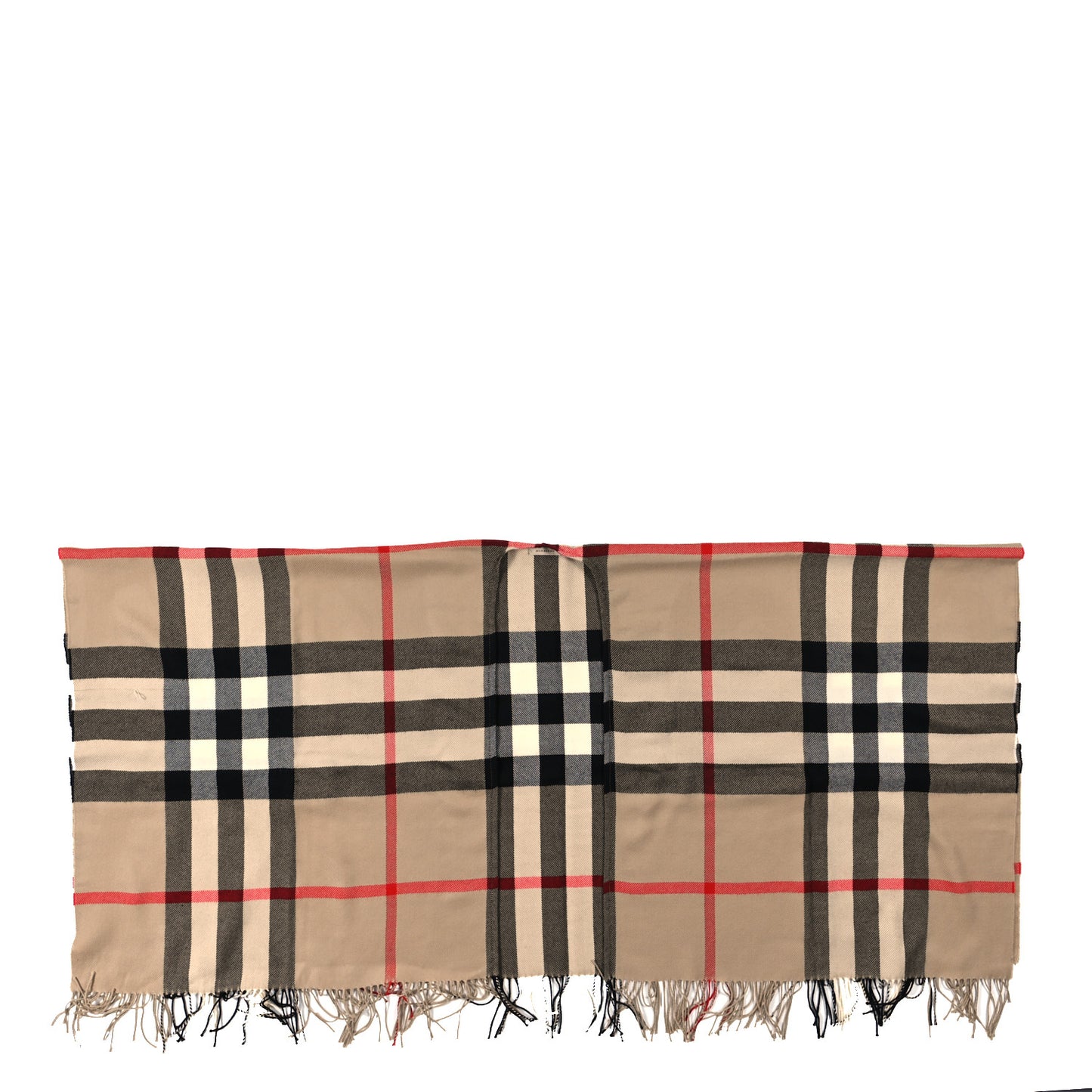 Fringe Giant Check Poncho Beige