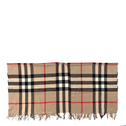 Burberry Fringe Giant Check Poncho Beige 1 of 4