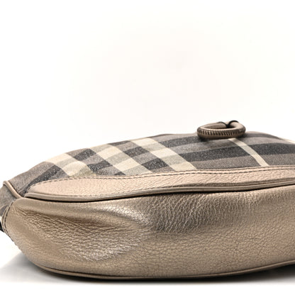 Burberry Shimmer Check Hobo Pewter 15 of 17