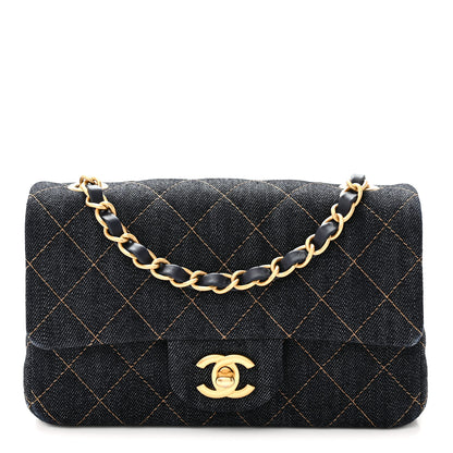 Chanel Denim Quilted Mini Rectangular Flap Dark Blue Orange 1 of 10