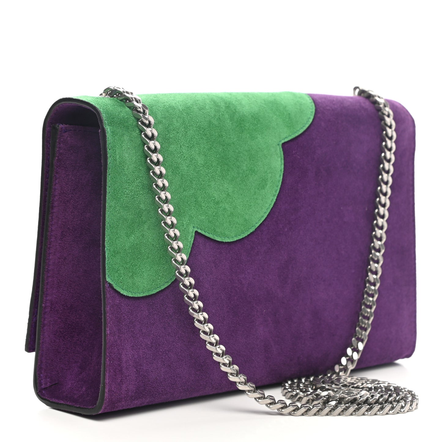 Suede Patchwork Medium Classic Monogram Kate Satchel Purple