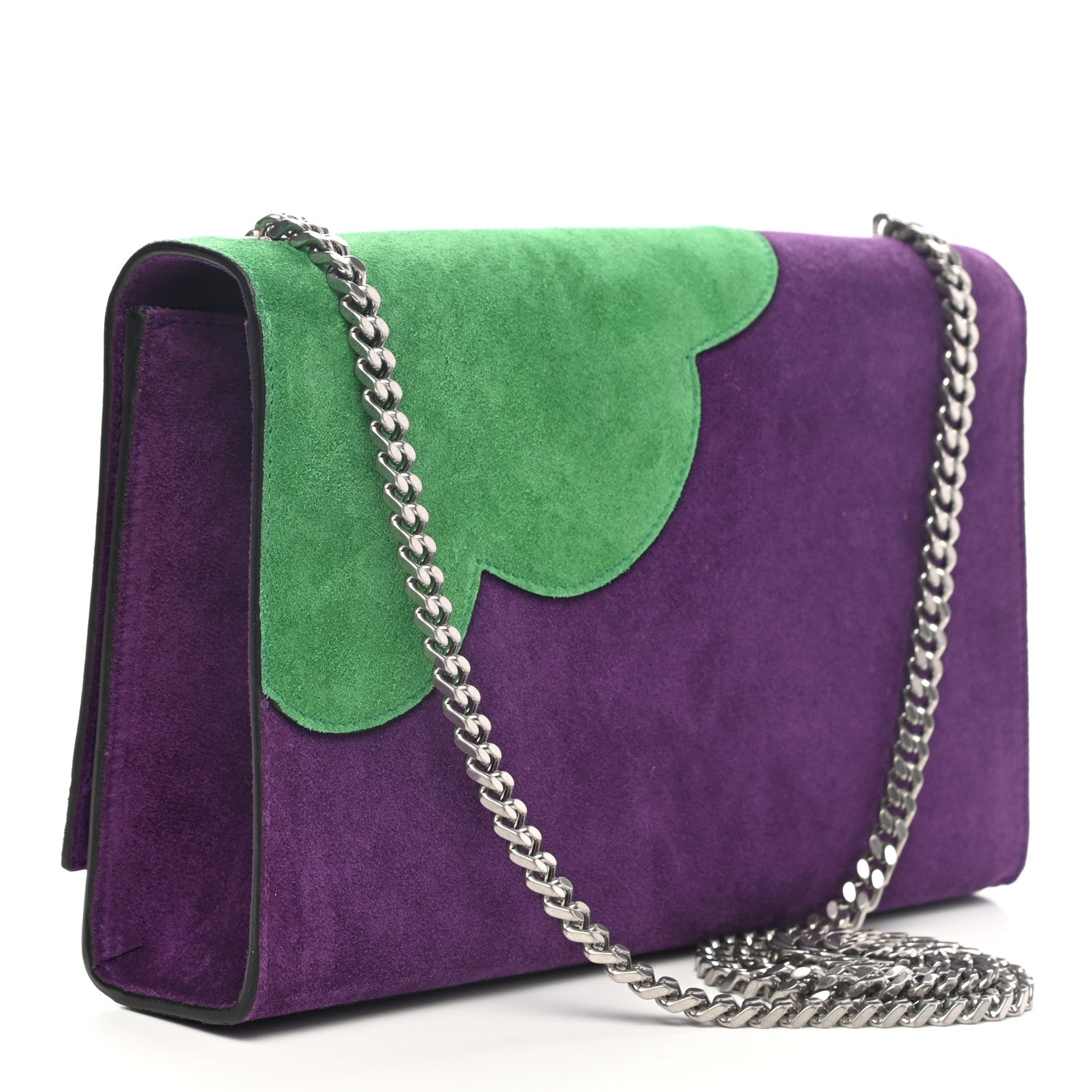Saint Laurent Suede Patchwork Medium Classic Monogram Kate Satchel Purple 3 of 8