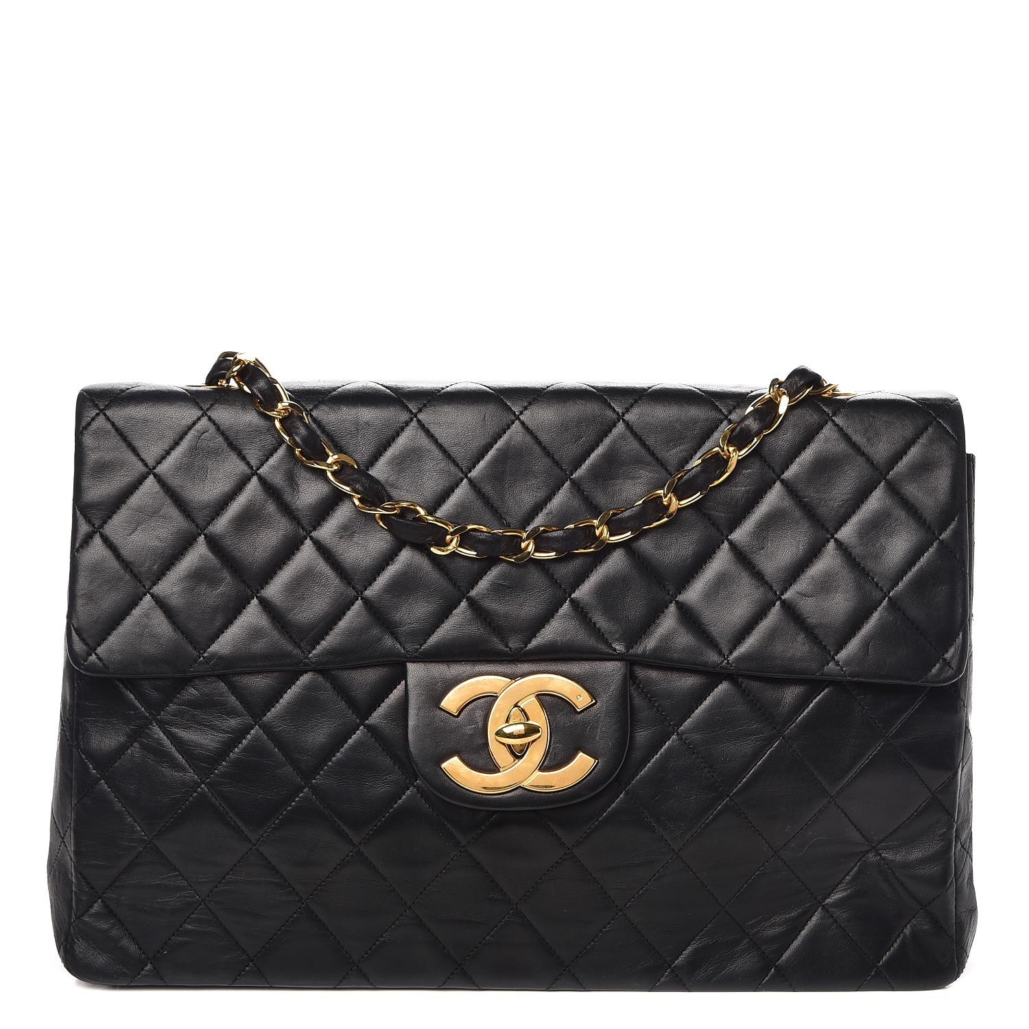 Chanel Lambskin Quilted XL Jumbo Single Flap Black 1 of 13