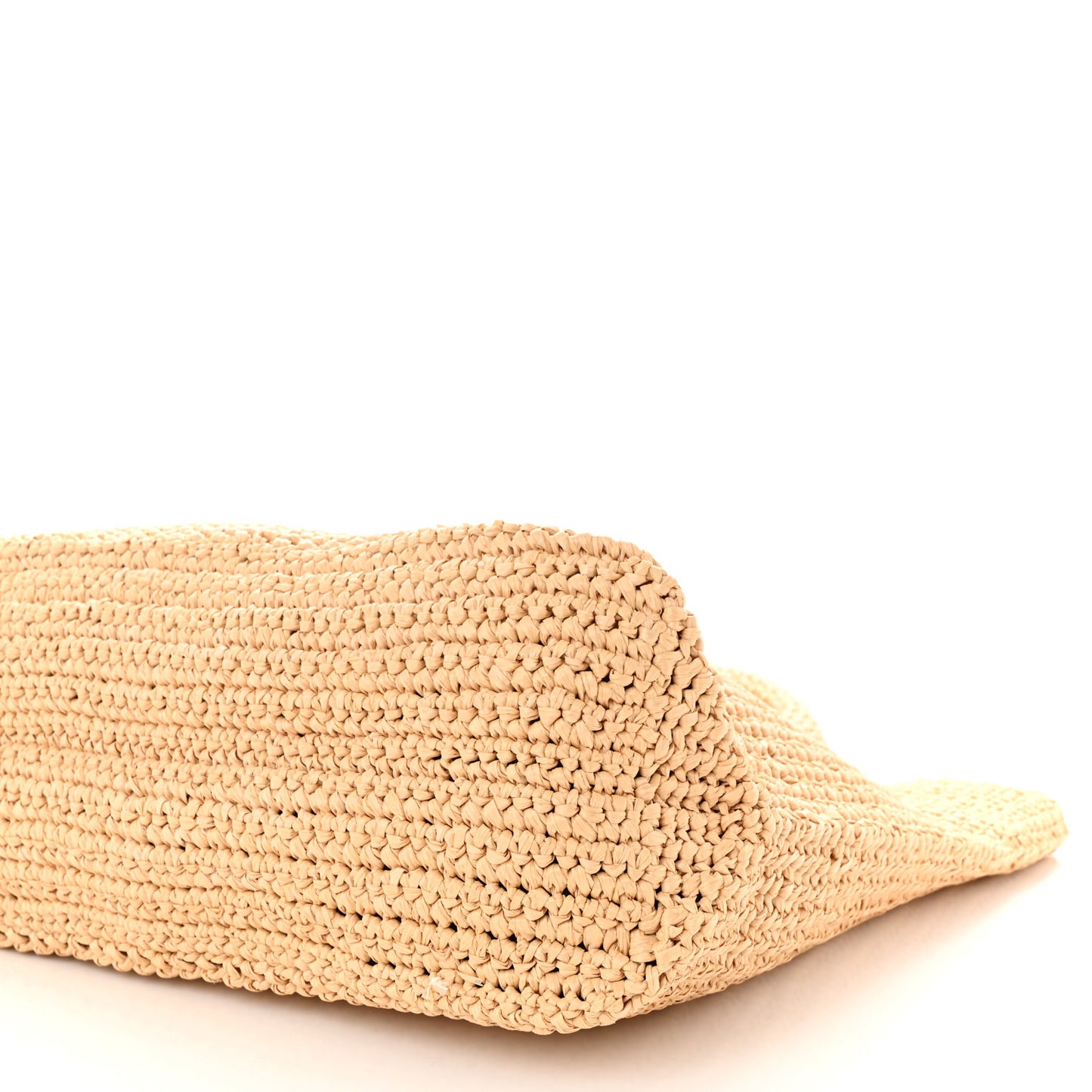 Yarn Raffia Effect Crochet Embroidered Logo Tote Naturale