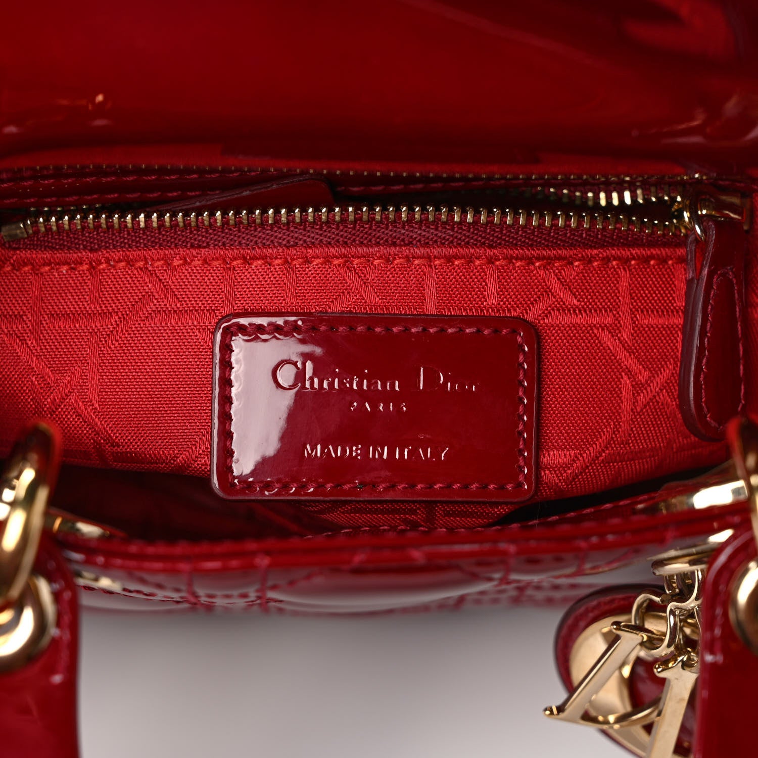 Christian Dior Patent Cannage Mini Lady Dior Red 6 of 9