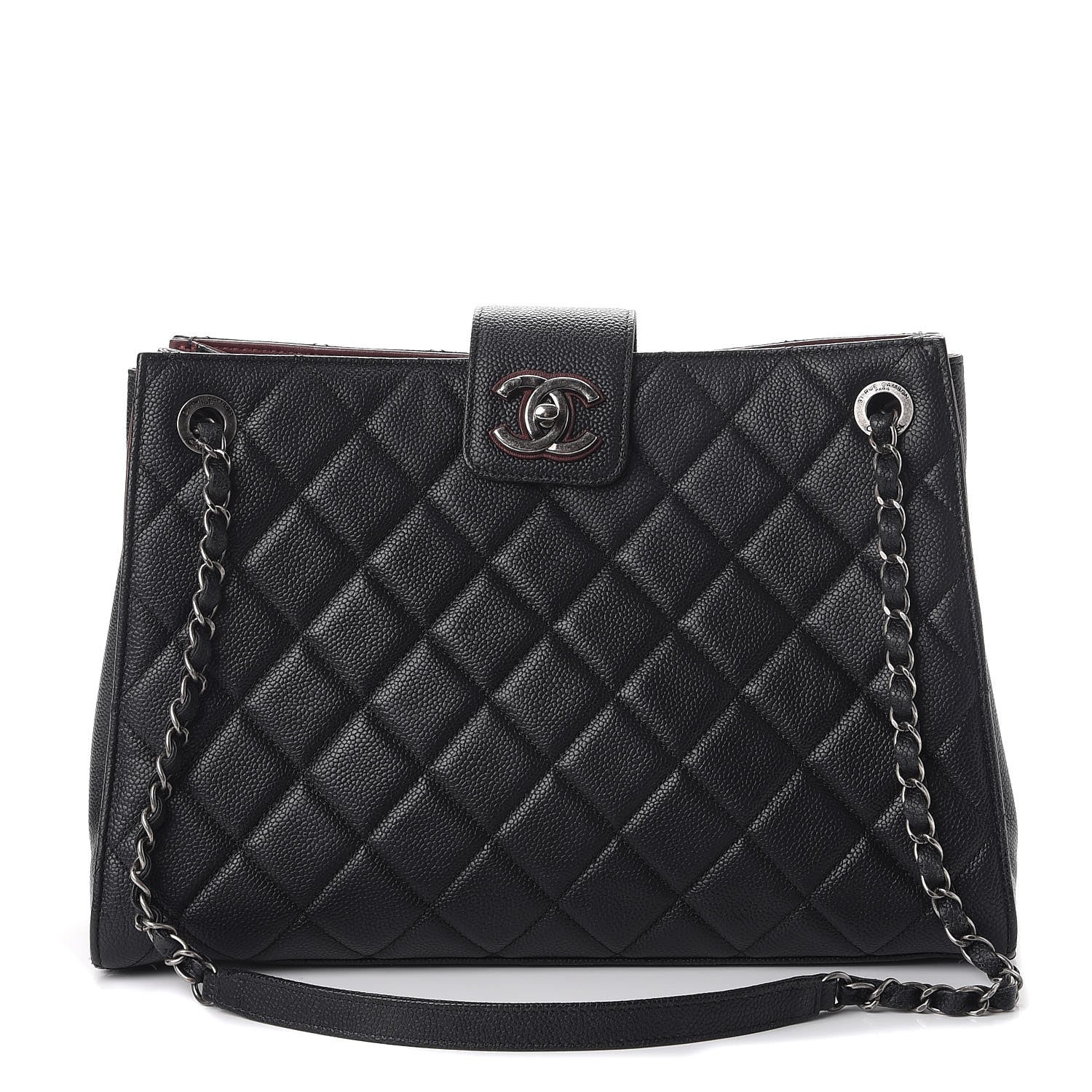 Chanel Caviar Quilted Large CC Accordion Shopping Bag Black 1 of 8
