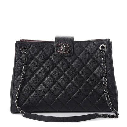 Chanel Caviar Quilted Large CC Accordion Shopping Bag Black 1 of 8