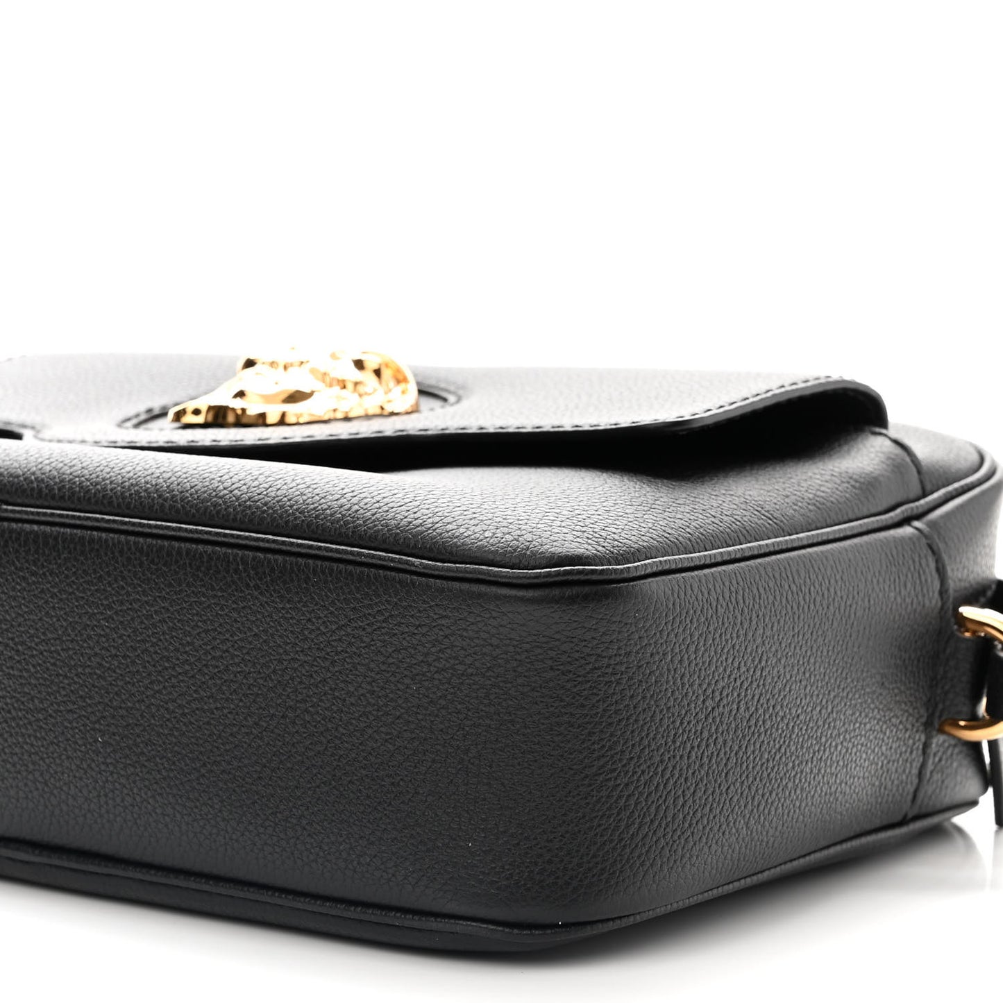 Grained Calfskin Medusa Camera Bag Black