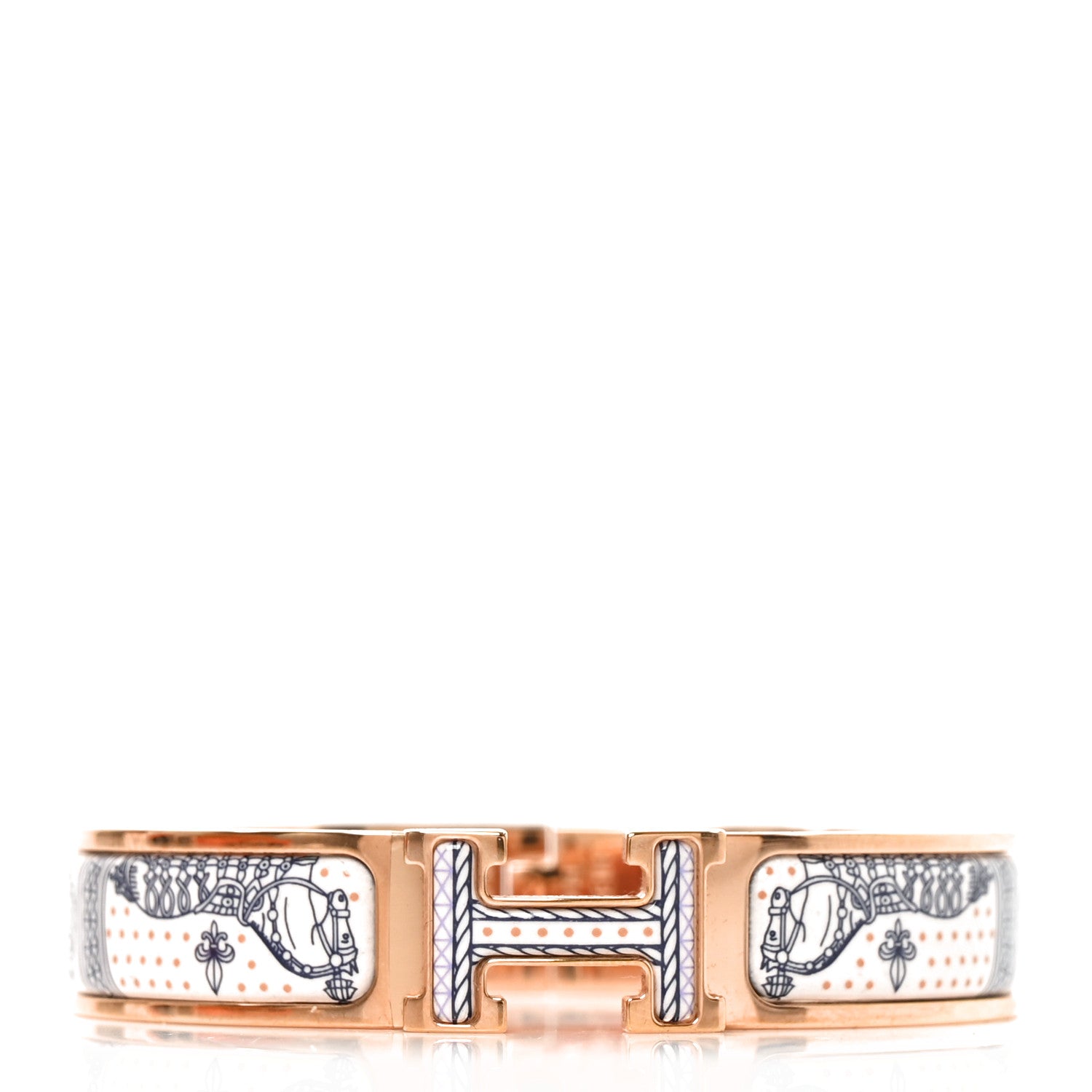 Hermes Enamel Narrow Print Grand Apparat Remix Multico Clic Clac H Bracelet PM Lilas 1 of 5
