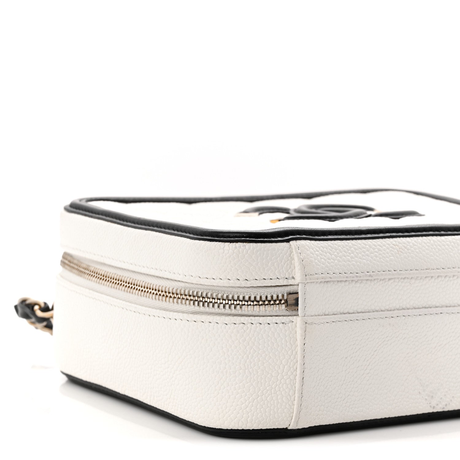 Chanel Caviar Quilted Medium CC Filigree Vanity Case White Black 9 of 11