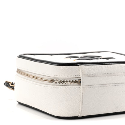Chanel Caviar Quilted Medium CC Filigree Vanity Case White Black 9 of 11