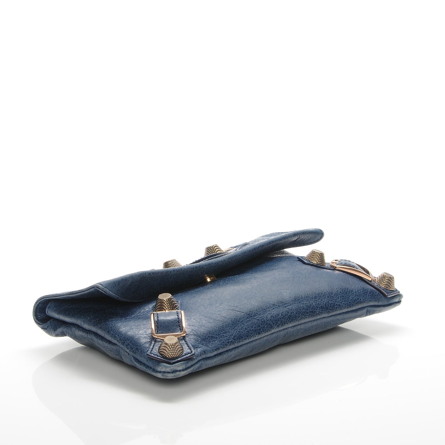 Agneau Giant 21 Rose Gold Hardware Envelope Clutch Bleu Roi