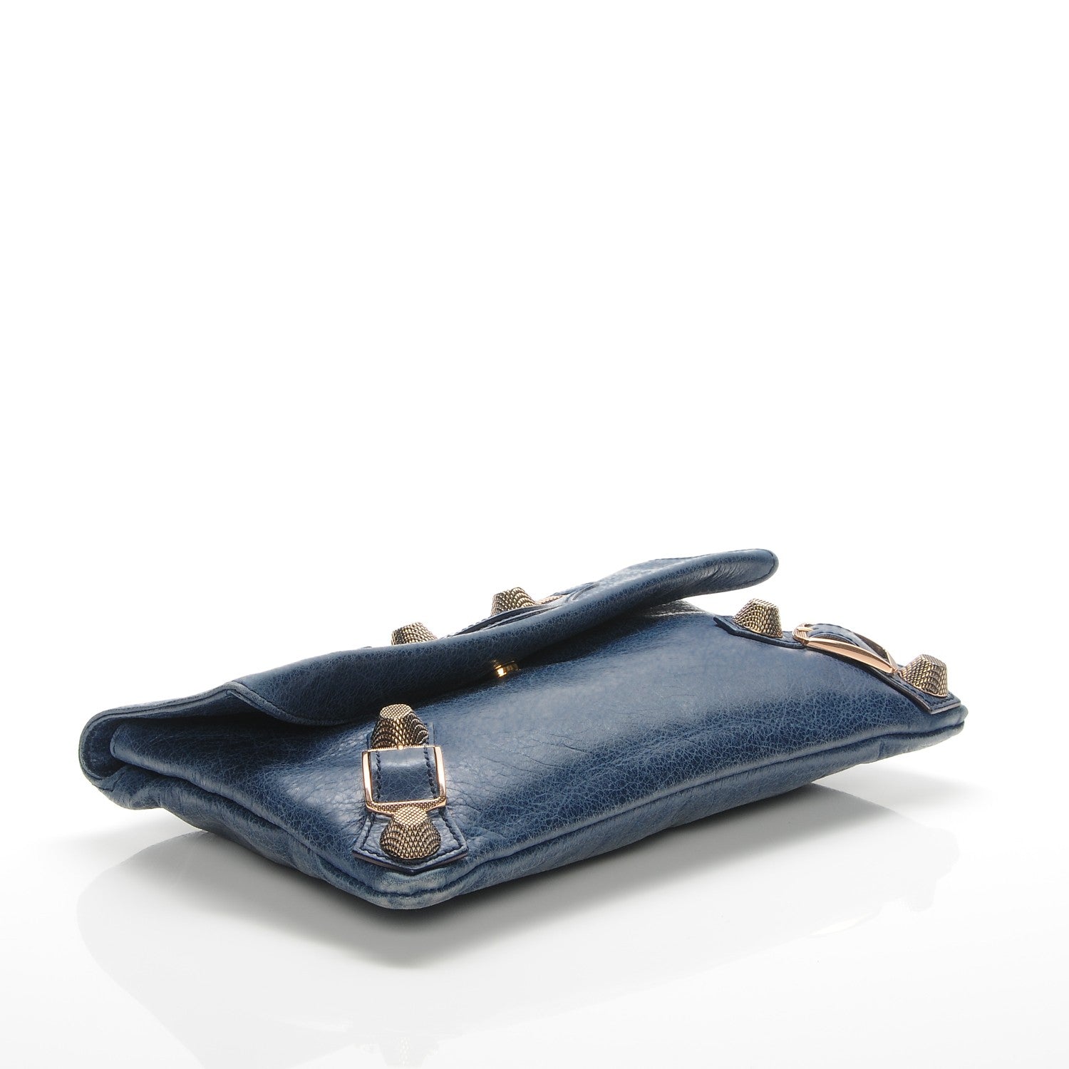 Balenciaga Agneau Giant 21 Rose Gold Hardware Envelope Clutch Bleu Roi 4 of 7
