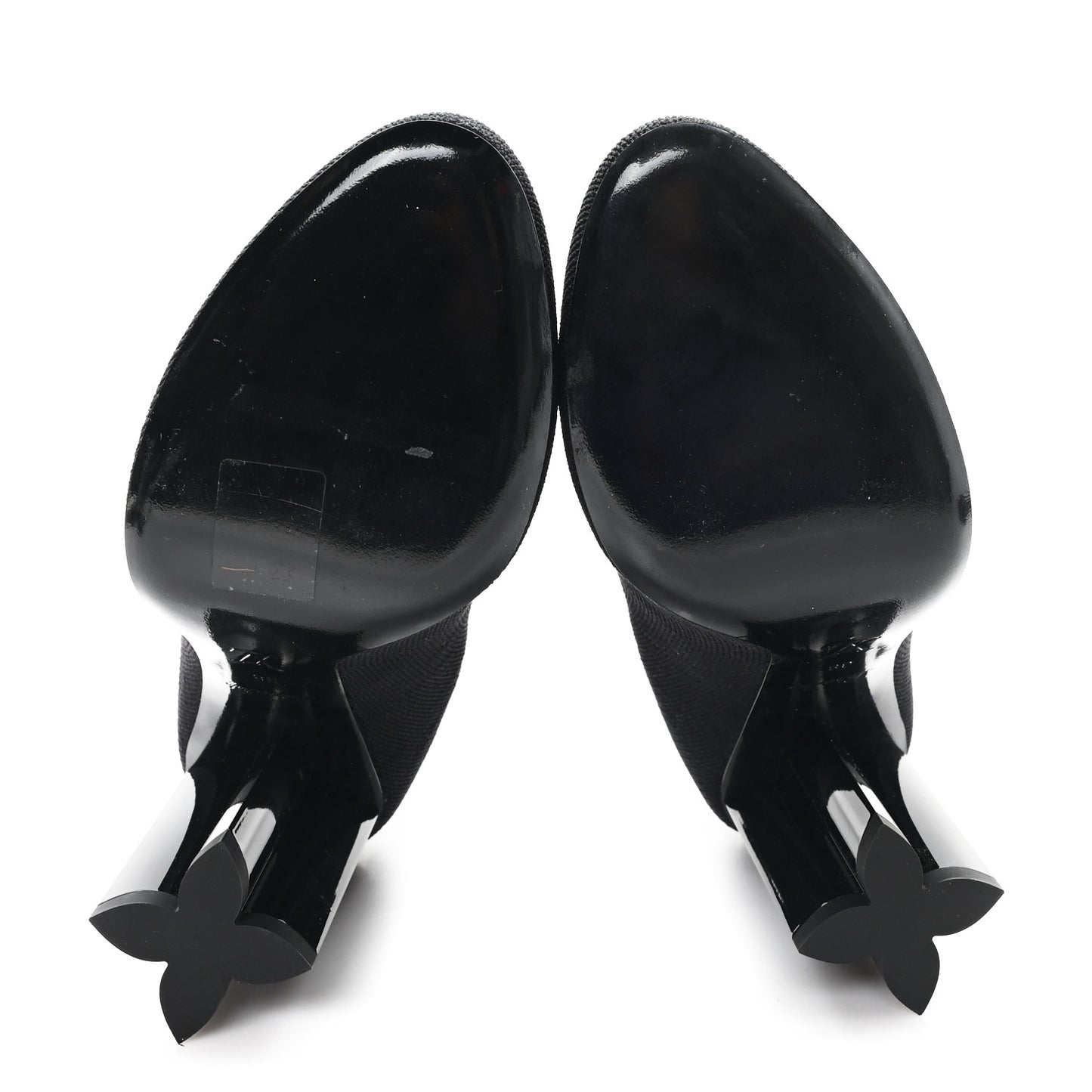 Stretch Fabric LV Black Heart Sock Ankle Boots 38 Black