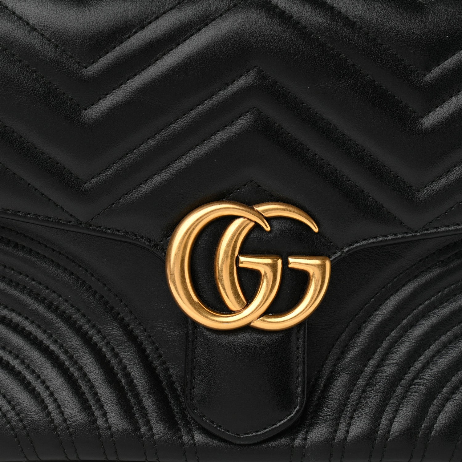 Gucci Calfskin Matelasse Small GG Marmont Top Handle Shoulder Bag Black 8 of 11