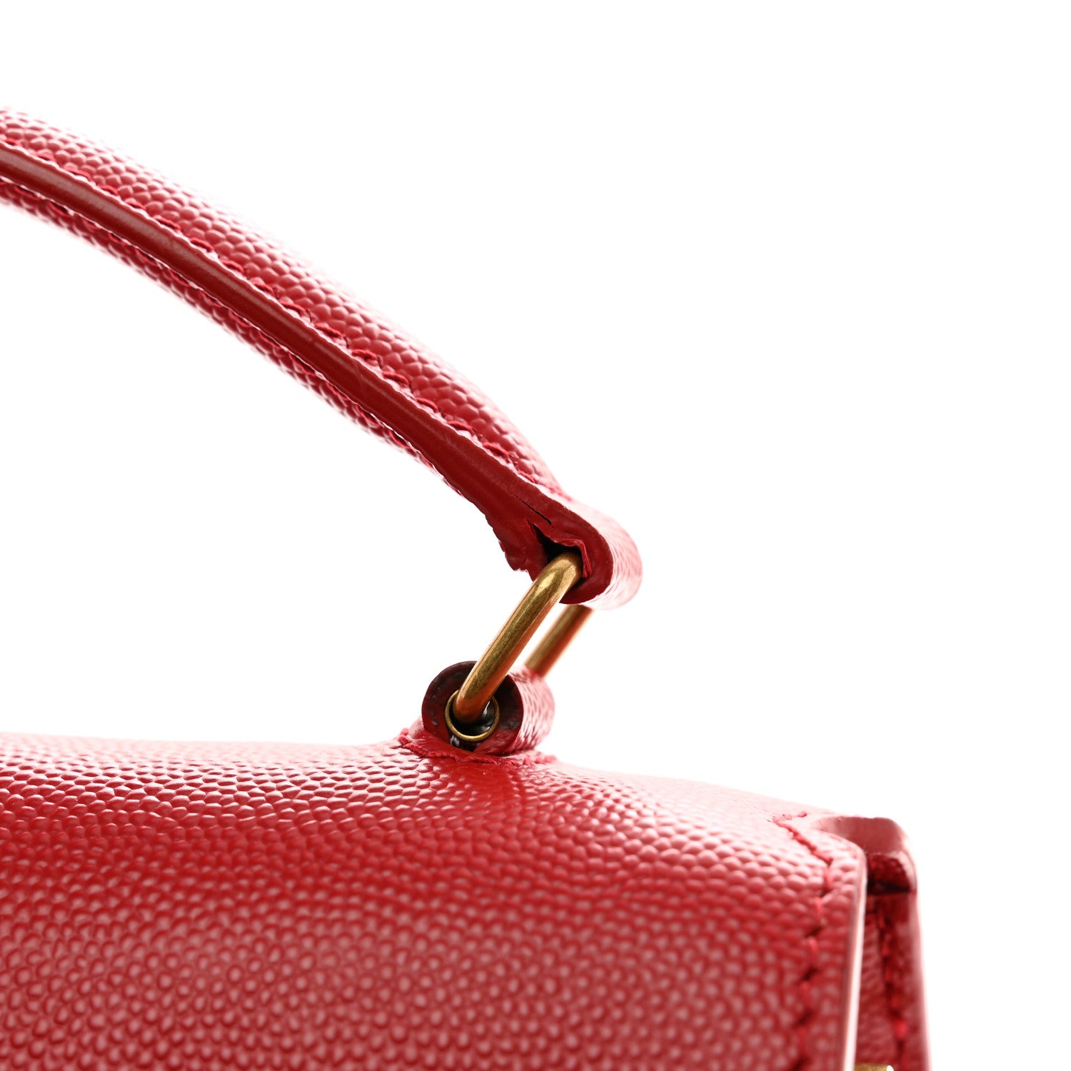 Saint Laurent Grain de Poudre Mini Classic Monogram Cassandra Top Handle Red 11 of 11