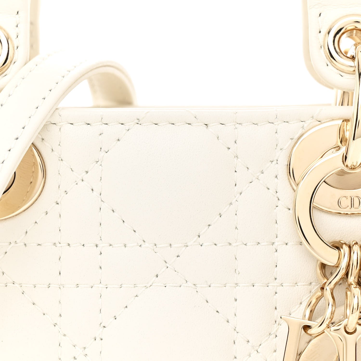 Christian Dior Lambskin Cannage Micro Lady Dior Latte 8 of 11