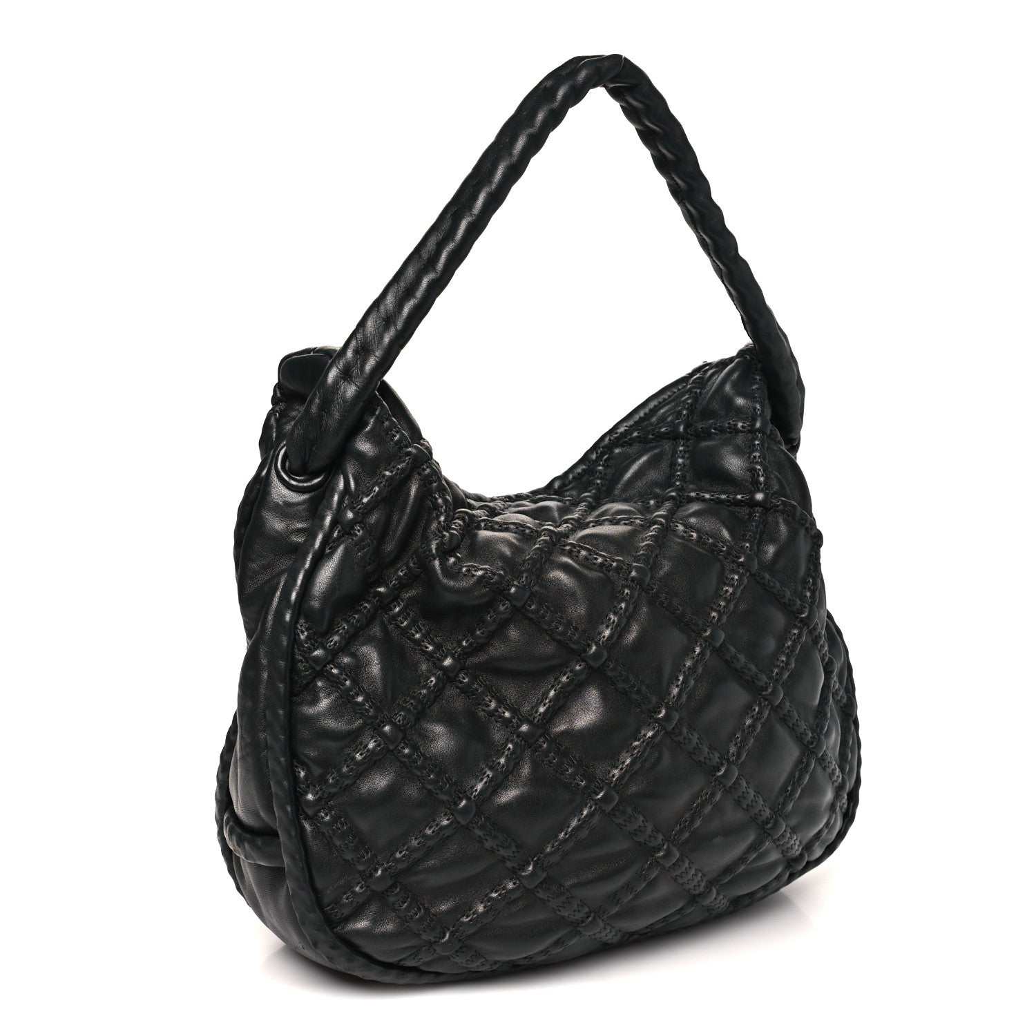 Chanel Quilted Lambskin Hidden Chain Hobo Black 3 of 11