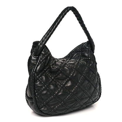 Chanel Quilted Lambskin Hidden Chain Hobo Black 3 of 11