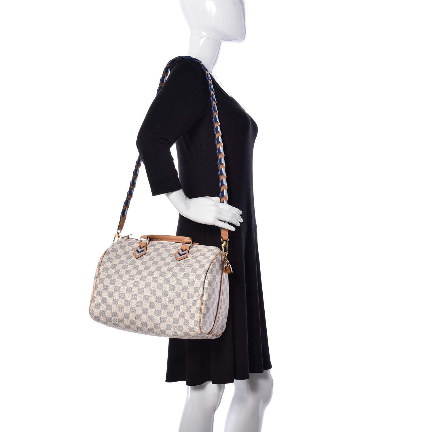 Louis Vuitton Damier Azur Braided Speedy Bandouliere 30 Blue 2 of 11