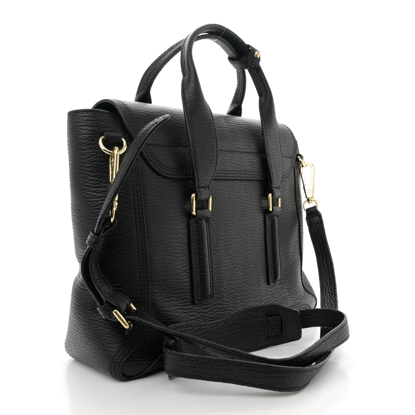 Textured Calfskin Medium Pashli Satchel Black