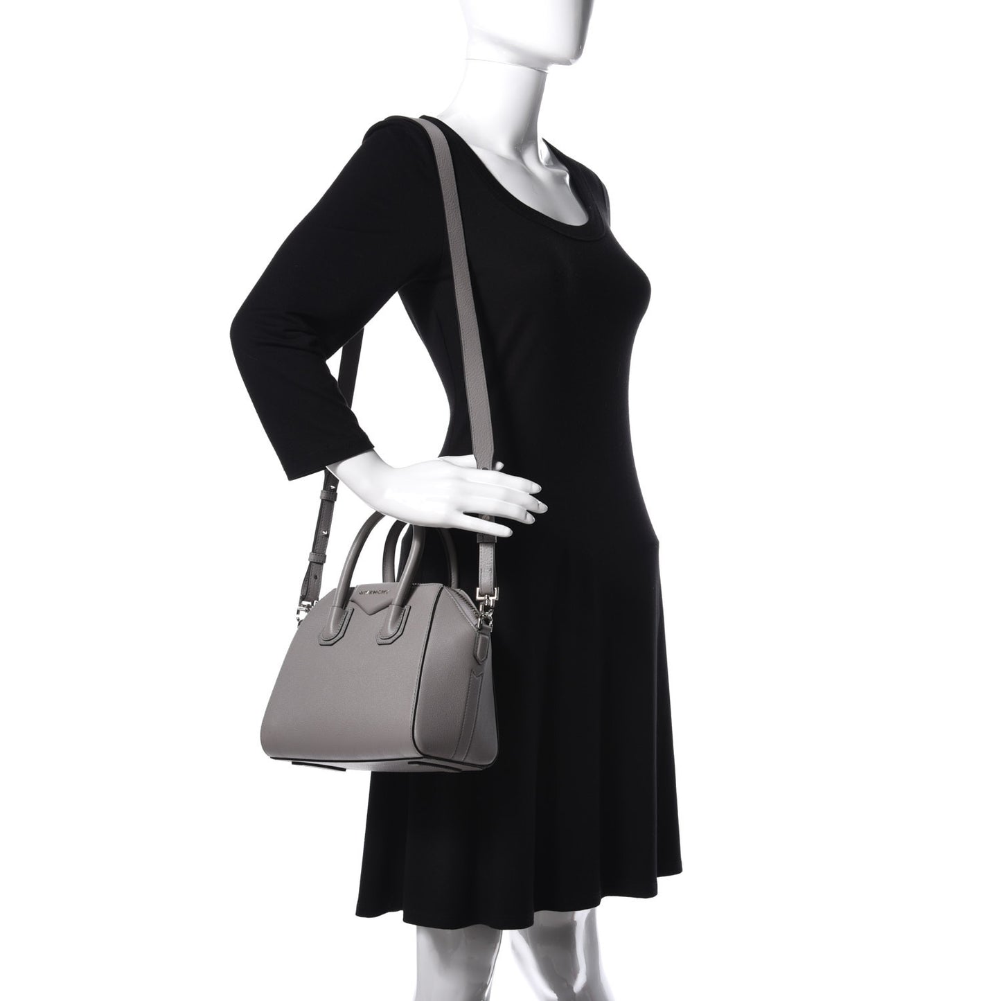 Sugar Goatskin Mini Antigona Pearl Grey