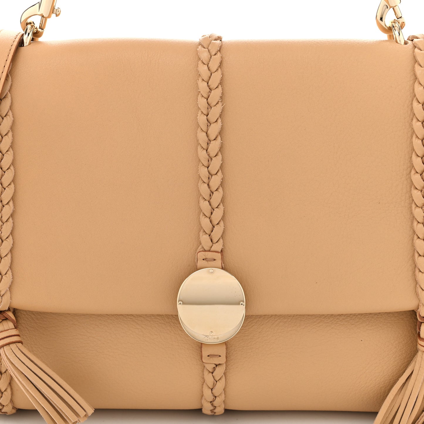 Grained Calfskin Medium Penelope Shoulder Bag Milky Brown