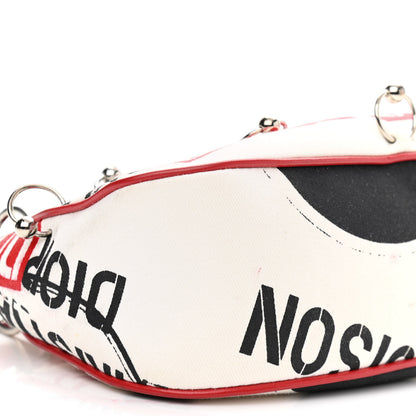 Christian Dior Canvas Hardcore Pierced Shoulder Bag Black Red White 9 of 18