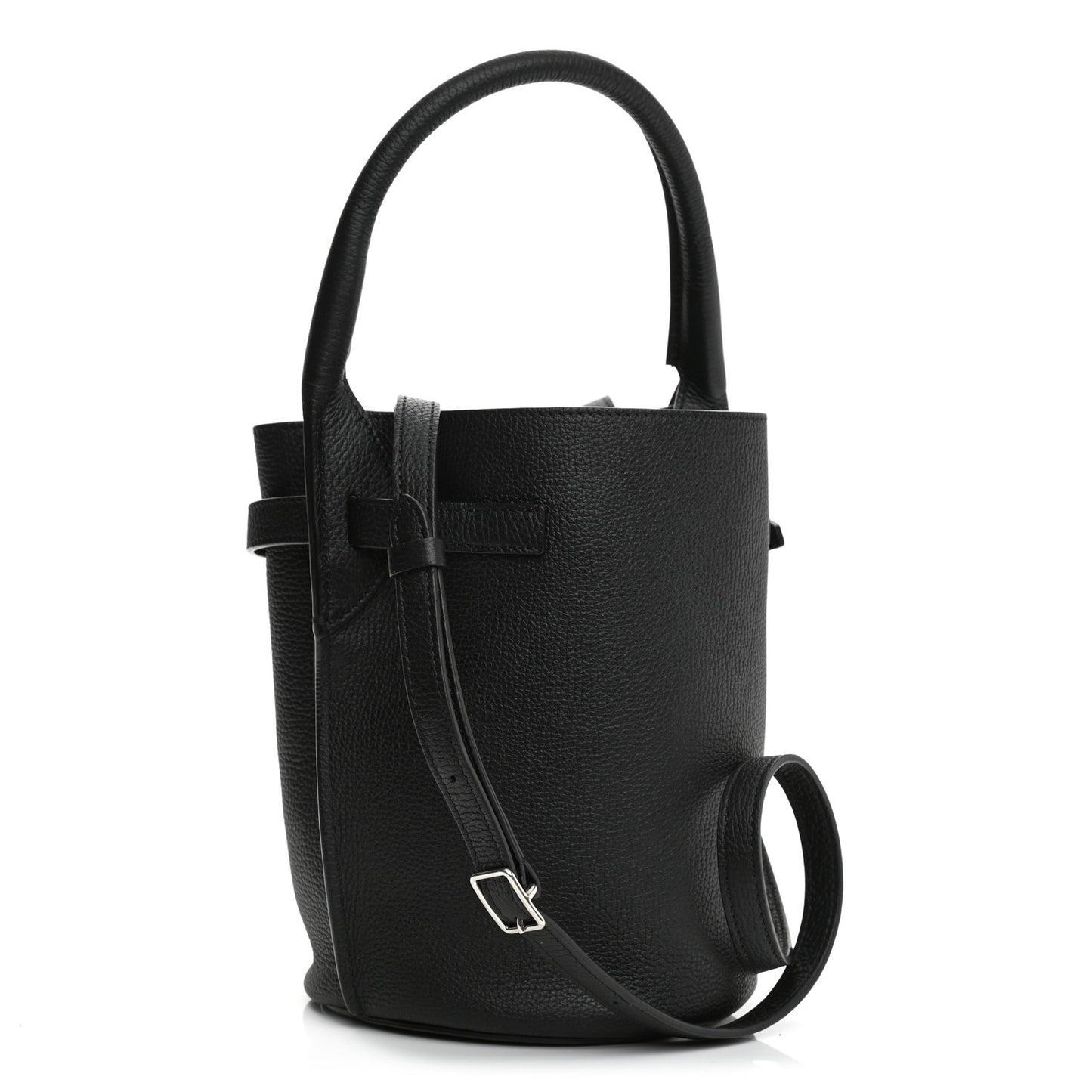 Grained Calfskin Nano Big Bag Bucket Black