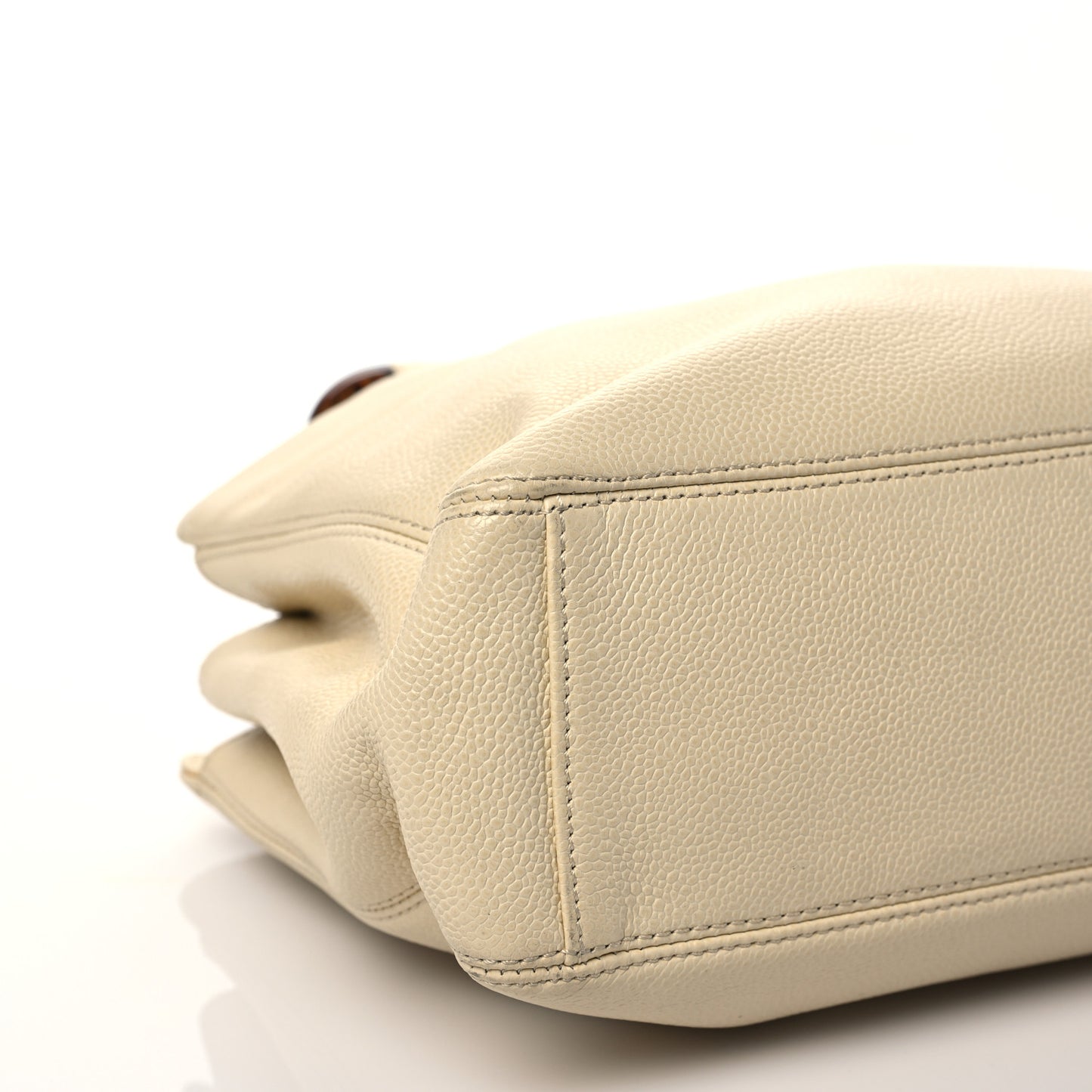 Caviar Wood Handle Handbag Beige