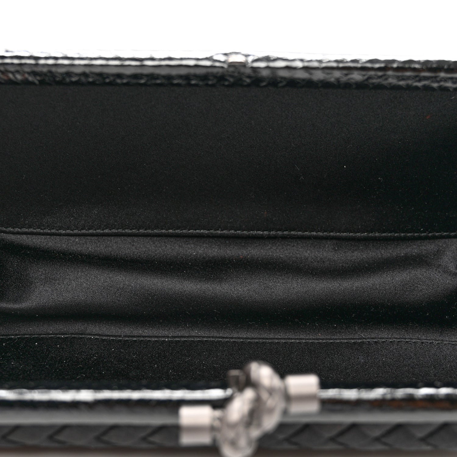 Bottega Veneta Satin Ayers Intreccio Impero Stretch Knot Clutch Black 6 of 7
