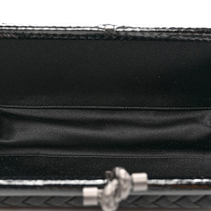 Bottega Veneta Satin Ayers Intreccio Impero Stretch Knot Clutch Black 6 of 7