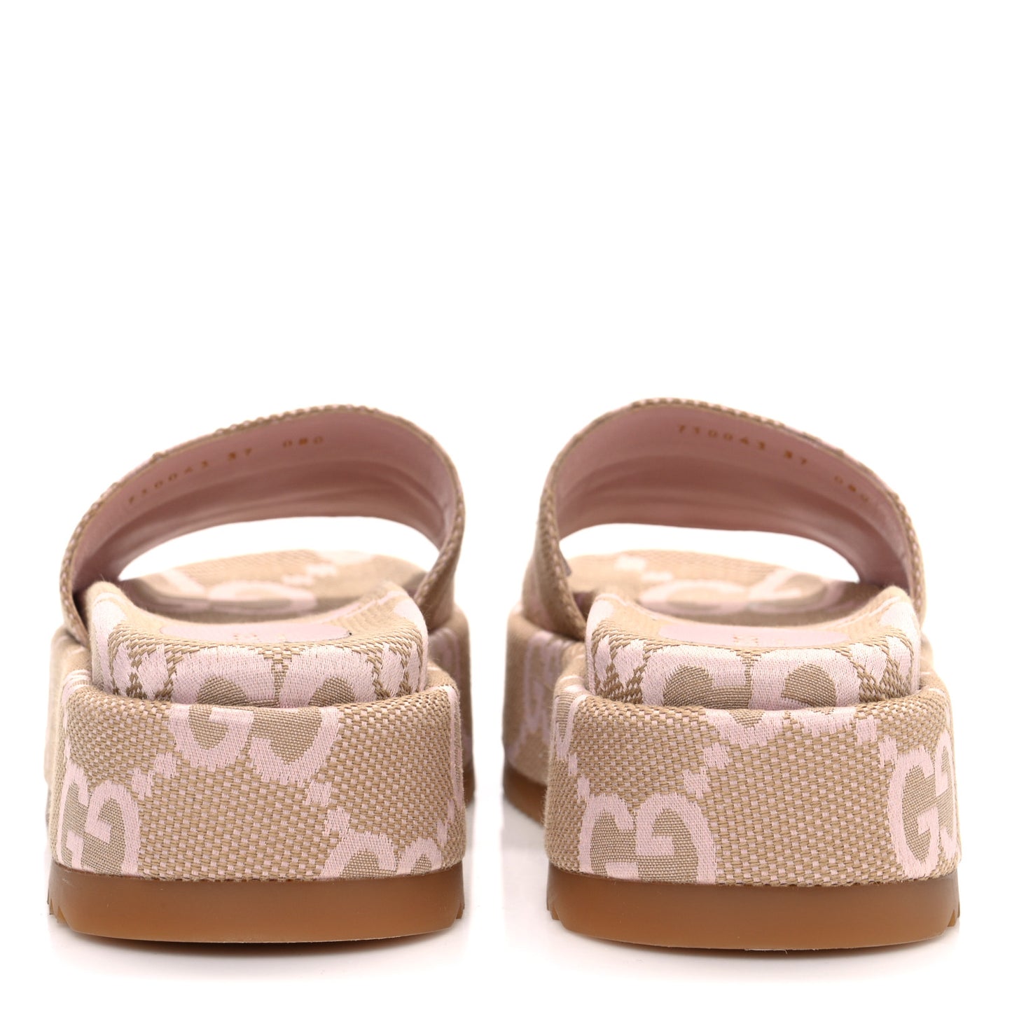 Monogram Jumbo GG Angelina Platform 55mm Slide Sandals 37 Beige Perfect Pink