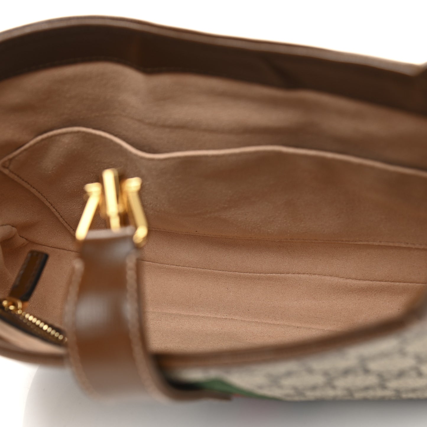GG Supreme Monogram Azalea Calfskin Web Small Jackie 1961 Hobo Beige Ebony Brown Sugar