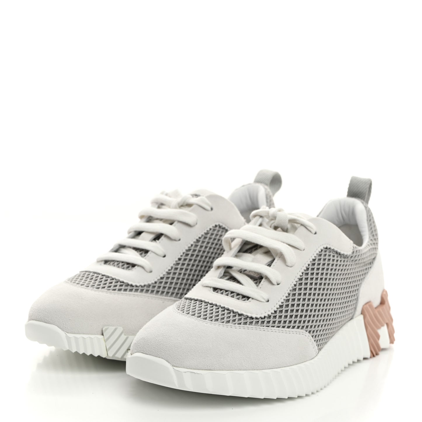 Air Mesh Suede Goatskin Bouncing Sneakers 38 Gris Lulea White