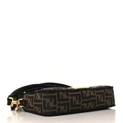 Fendi Fabric Jacquard FF 1974 Medium Baguette Tobacco Moro Black 4 of 10