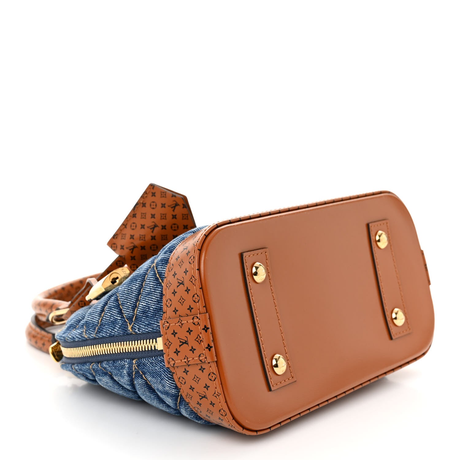 Louis Vuitton Denim Calfskin Reverse Monogram Malletage Alma BB Blue 4 of 11