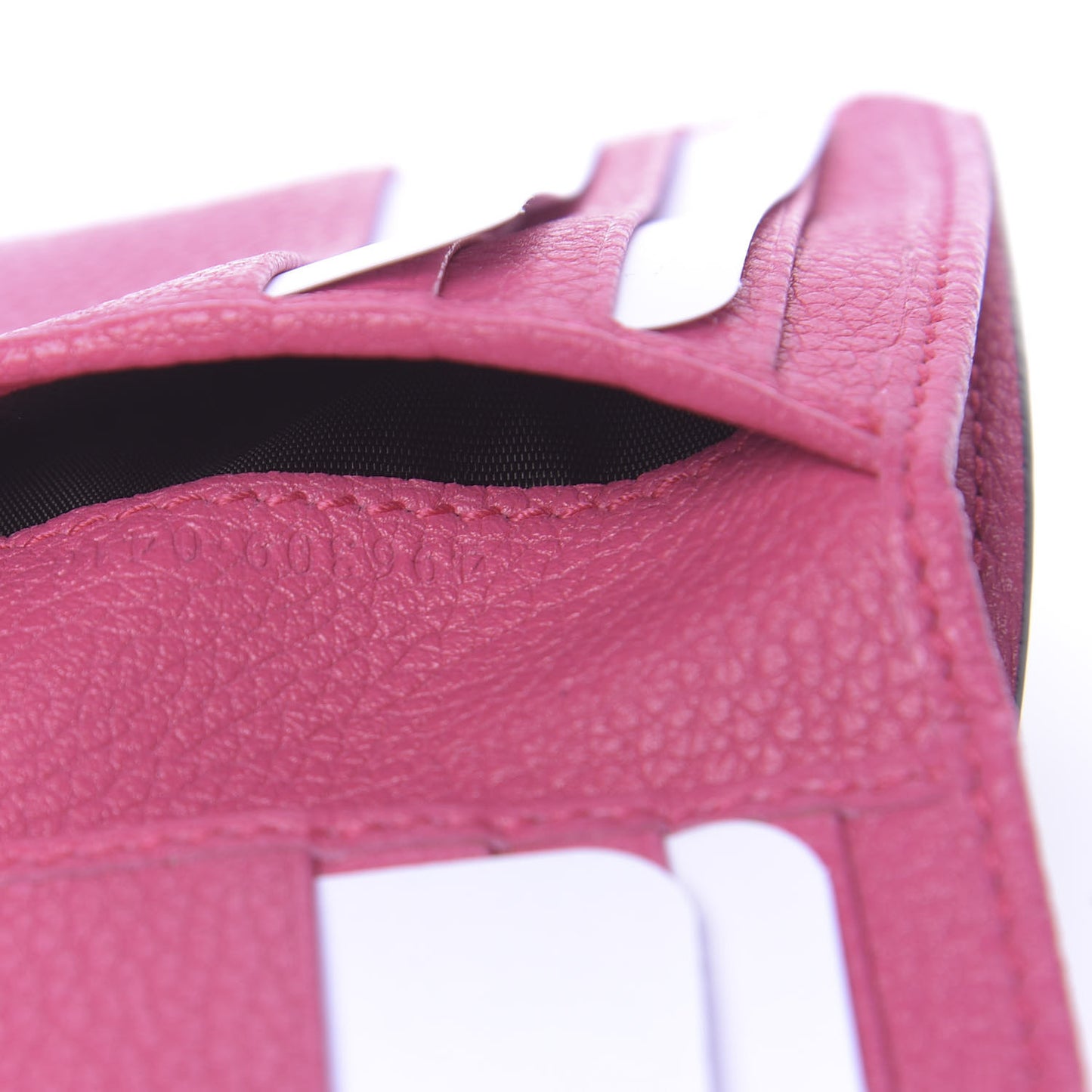 Grained Calfskin Logo Bi-Fold Wallet Box Pink Green