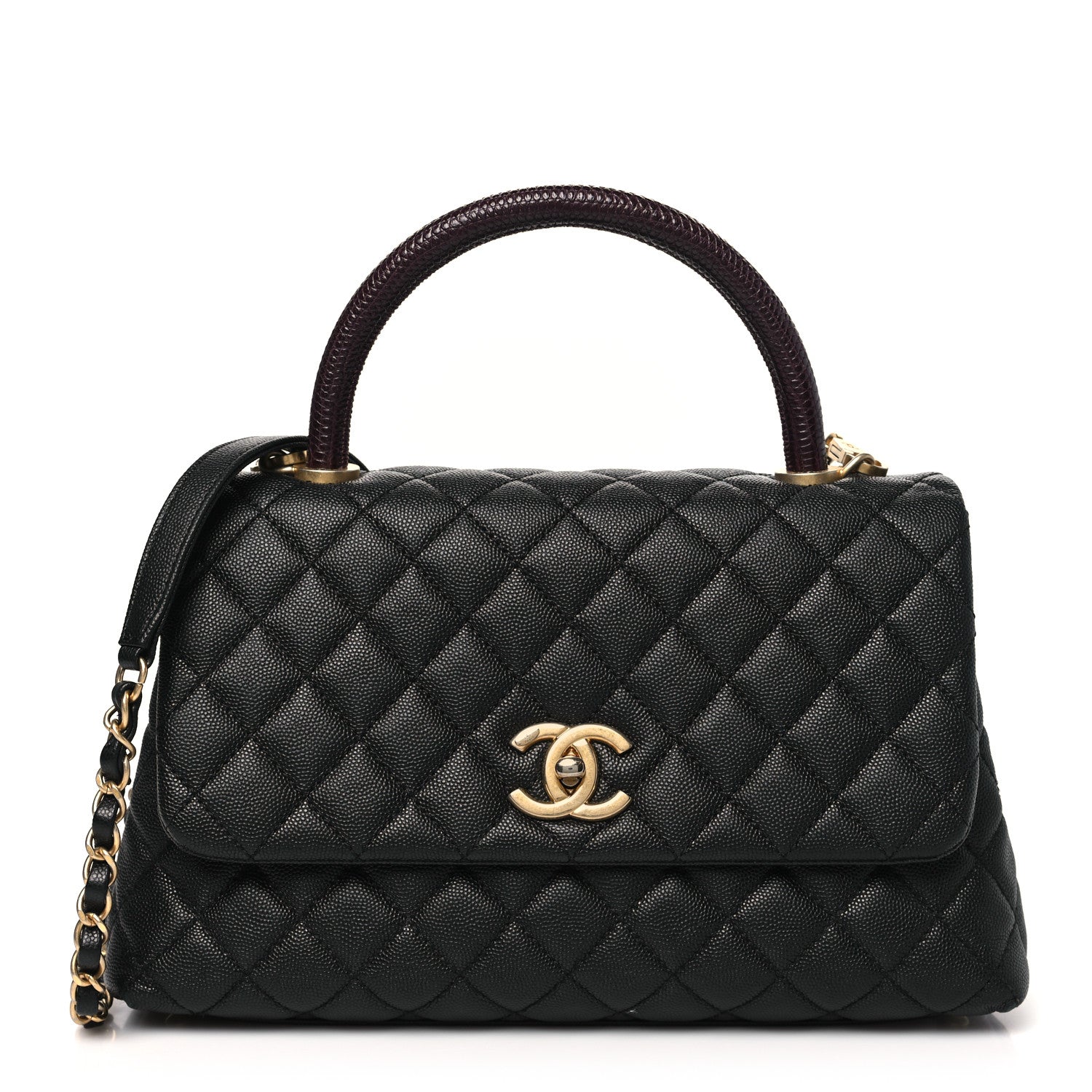 Chanel Caviar Lizard Embossed Quilted Small Coco Handle Flap Black 1 of 11