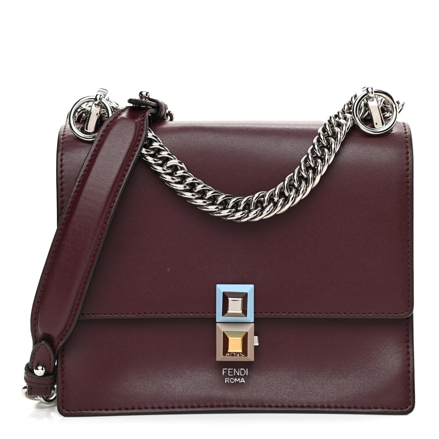 Vitello Liberty Studded Small Kan I Shoulder Bag Bordeaux Multicolor