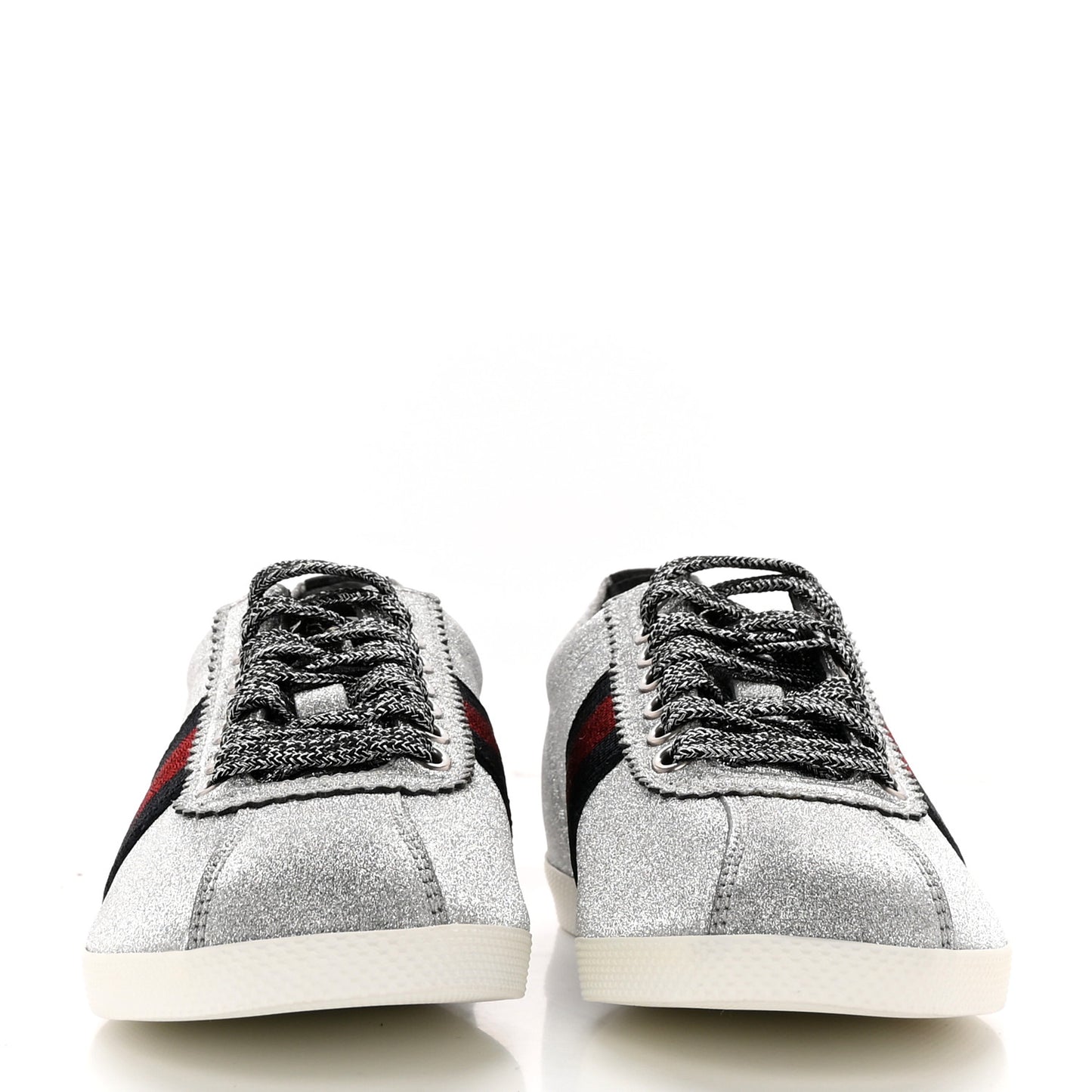 Glitter Fabric Studded Web Womens Sneakers 35.5 Silver