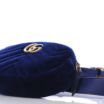 Gucci Velvet Matelasse GG Marmont Belt Bag 95 38 Cobalt Blue 10 of 12