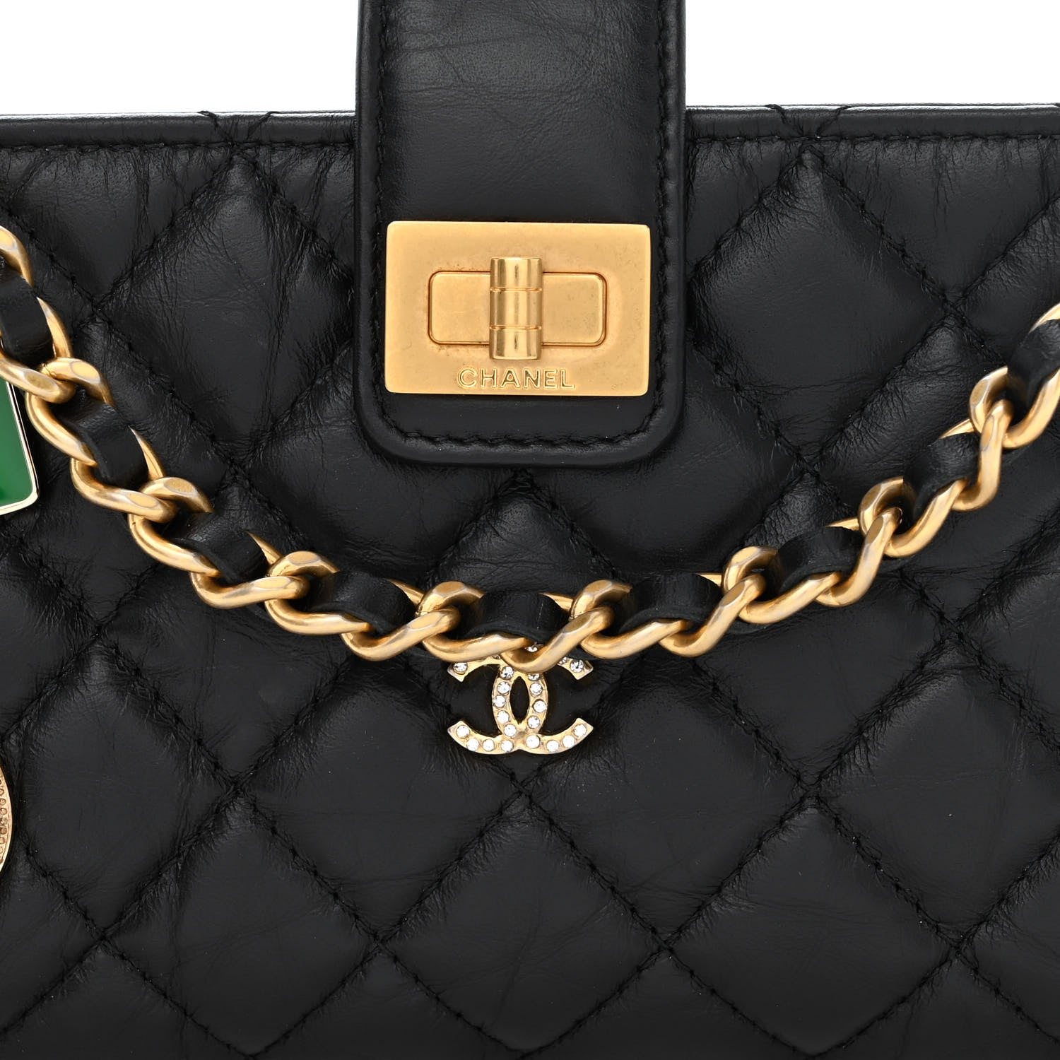 Chanel Aged Calfskin Lucky Charms 2.55 Reissue Mini Clutch With Chain Black 11 of 13