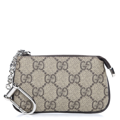 Gucci GG Supreme Monogram Selleria Key Case Beige Ebony Cocoa 1 of 7
